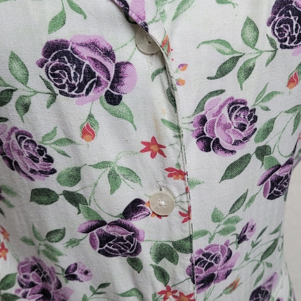 American Eagle Outfitters 80s Vintage White Purple Cabbage Rose Maxi Dress XL - Picture 5 of 12